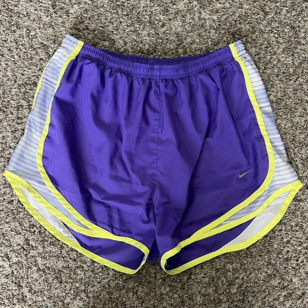 Nike Tempo Running Shorts Medium Lined Purple Yellow